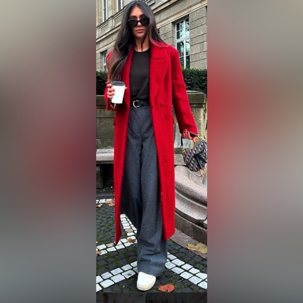 Marisa Minicucci Red Duster XL Long Sleeve Jacket Blazer Y2K Shoulder Pads Swing